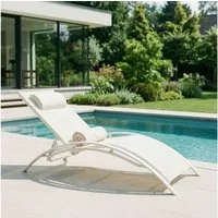 IDIMEX Gartenliege RELAX, Relaxliege mit Kissen Aluminiumgestell Textillehne & Kissen Cremeweiß