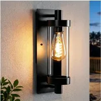 Nettlife Außen-Wandleuchte Schwarz für Innen & Außen Garten E27 Fassung max. 40W, ohne Leuchtmittel, für Terrasse Balkon Hauswand Garten