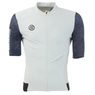 Skins - "Elite" Oberteil für Herren, Stehkragen, Radfahren (Blau/Weiß)