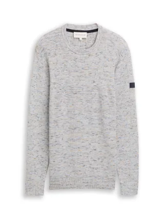 Tom Tailor - Space Dye Pullover mit Rundhalsausschnitt light grey space dye - Gr. - L