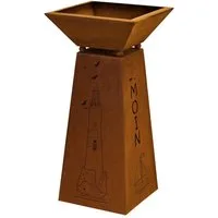 Rostikal Blumenständer Gartendeko Maritim Leuchtturm 72 cm Dekosäule (Set, Säule mit Schale), echter Rost