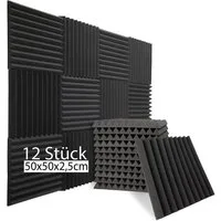 sunnypillow Akustikplatte 12er Set Akustikschaumstoff Schalldämmmatten zur effektiven Akustik, 12 Stück, 50x50x2.5cm