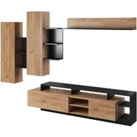 Compleo Wohnwand (TV-Lowboard, 2x Schrank hängend, Hängendes Regal) MONIAS, Praktisch und Zeitlos