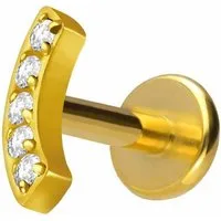 PIERCINGLINE Piercing-Set Titan Labret mit Innengewinde BOGEN + 5 KRISTALLE (Labrets, 1-tlg)