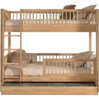 Home affaire Etagenbett Eiche massiv, Made in Europe, langlebige Qualität (B/H/T ca. 208x176x98cm, Schublade+unterer Rausfallschutz optional), 2 Lattenroste, wahlweise mit oder ohne Bettschublade und Absturzschutz