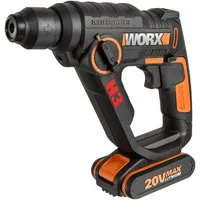 Worx Akku-Bohrhammer WX390.1, (Set), 3-In-1, pneumatisches Hammerwerk, inkl. 2 Akkus & Ladegerät