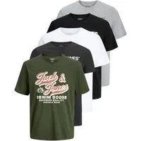 Jack & Jones Print-Shirt Bedrucktes T-Shirt aus Baumwolle (5er-Pack)