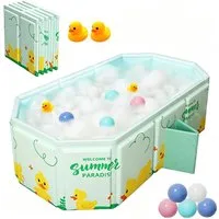 AFKSMILE Babybadewanne Babybadewanne Faltbar, Tragbare Baby Badewanne 5 Bälle & 2 Entchen, Für Kinder 0-8 Jahre mit Verstärkter Plattenstruktur und Doppelabfluss