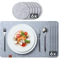 Loco Bird Platzset aus Filz, Tischset 12er Set Rechteckig, 44x32 cm Telleruntersetzer, (Tischset), abwischbare Tischuntersetzer Platzdeckchen