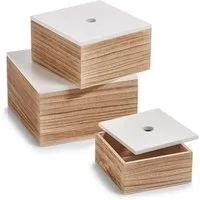 Zeller Present Aufbewahrungsbox en-Set 3-tlg., Holz, weiß/natur