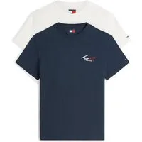 Tommy Jeans T-Shirt TJM REGULAR SIGNATURE 2PACK (Packung, 2-tlg) großer Rückenprint