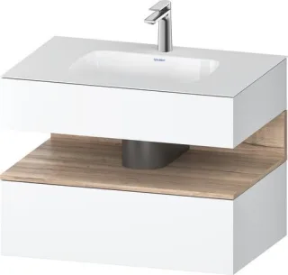 Duravit Qatego Einbauwaschtisch mit Konsolenwaschtischunterbau Eiche Marmoriert & Weiß Matt 800x550x QA4785055180000