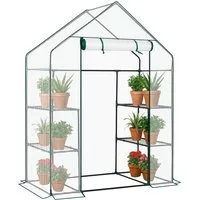 LALAHO Foliengewächshaus mit PE Gitterfolie Gewächshaus Treibhaus 143 x 73 x 195 cm, mit 4 Regalböden, Treibhaus für Garten, Tomatengewächshaus