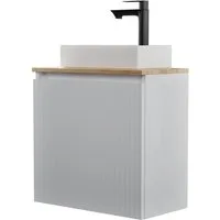 Planetmöbel Waschtisch Waschtisch 55 cm weiß matt (Badmöbel-Set für Gäste WC & Bad, moderner Waschtischunterschrank mit Waschbecken), Soft-Close und wählbare Waschtischplatte