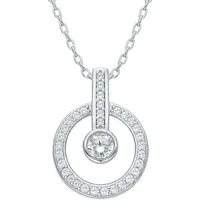 Limana Kette mit Anhänger Halskette mit Zirkonia-Kreis – Zeitlose Eleganz in moderner Form (Schmuck Silberkette inkl. Dose), Geschenk für Damen Frauen Ehefrau Geburtstag Muttertag Weihnachten