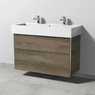 Sanipa 3way Waschtischunterbau zu Duravit Vero Waschtisch mit 2 Auszügen, Eiche-Nebraska BR71937