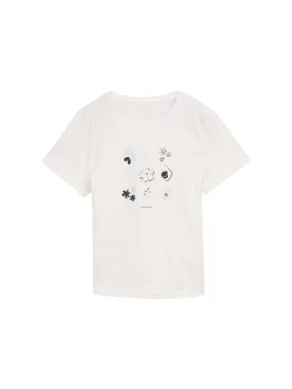 Tom Tailor - T-Shirt mit Print soft clear white - Gr. - S
