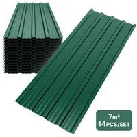 Mondeer Wellplatte Dachplatten(14-tlg), 0,25 mm, (Metall Trapezblech, 14-St), Wellblechplatten für Dach, 7m², 110*46cm, Grün
