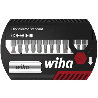 Wiha Bit Set FlipSelector Standard 25 mm gemischt 13-teilges Set 1/4 zoll C6,3 - 10 Stück - 39078