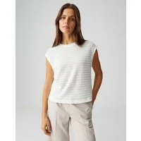 OPUS Kurzarmshirt Spunki coastal aus Jersey mit Crochet Optik Lochmuster, leichte Transparenz, weicher Griff, Casual