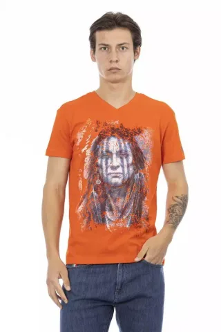 Native American Druck V-Neck T-Shirt