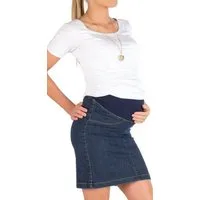 SYS Umstandsrock Umstandsrock Midi Rock Jeans Knielang Schwanger Bauch Stretch