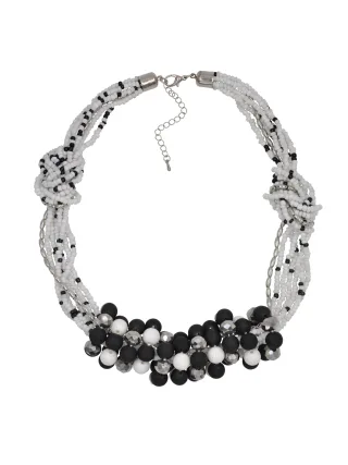 Steuer Modeschmuck Kette 58 cm lang Glasstein weiß
