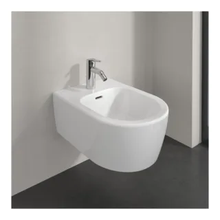 Villeroy und Boch Skyla Bidet 44820001 37x53cm, für 1-Loch Armatur, mit Überlauf, Weiß Alpin