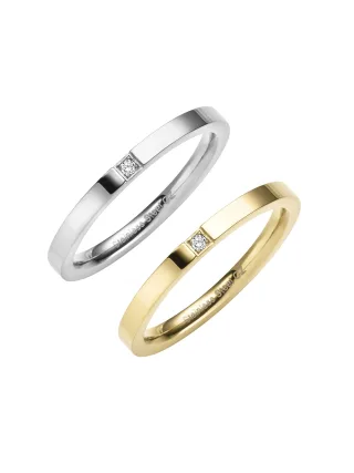 Zeeme Stainless Steel Ring Edelstahl 2tlg. Set mit weißem Zirkonia-Stein
