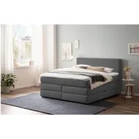 Belanoti Boxspringbett LOFT (Boxspringbett 160x200 mit Bettkasten, 7-Zonen Taschenfederkern Matratze inklusive Visco Topper), Bett 160x200 in der Farbe Anthrazit H2/H3 Polsterbett