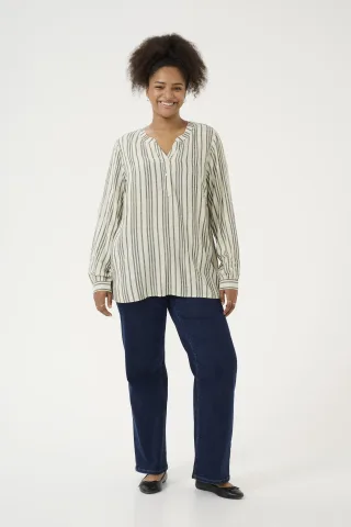 Langarm-Bluse Regular fit Moonstruck / Black Stripe beige