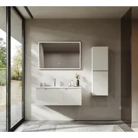 BRIDGE BENO Badmöbel-Set Wandhängender Badezimmer-Waschtisch mit Mineralguss-Waschbecken, Soft-Close Schubladen & Türen, 100cm