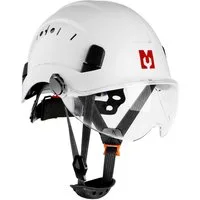 Mustbau Schutzhelm EN397 Schutzhelme mit Schweißband und Visier, 53 bis 63cm Verstellbarer Kopfumfang, strapazierfähiges ABS-Material