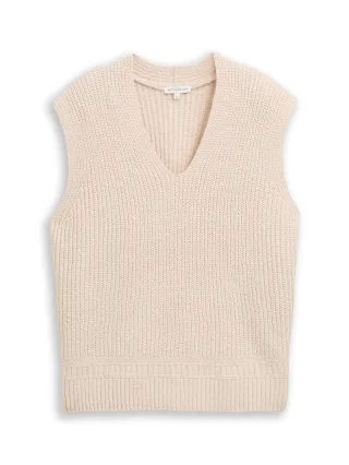 Tom Tailor - Pullunder mit V-Ausschnitt sand stone beige melange - Gr. - XXXL