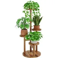 Bamworld Blumenständer platzsparender Pflanzenregal für Wohnzimmer & Garten, Blumentreppe (1 St), Holzblumenständer 4-stöckig, 43x82 cm
