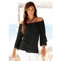 LASCANA Carmenbluse mit Pünktchendruck, Damenbluse, schulterfrei, casual