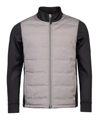 Schwarze Fleece gefütterte Herrenjacke mit durchgehendem Reißverschluss | Wärmehalter | isolierter wasserdichter Mantel mit Taschen - Grau
