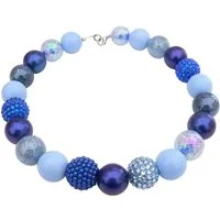 traumschmuck Statementkette 247j Halskette, Collier, Perlenmix, Strass, blau, dunkelblau, hellblau (inkl Schmuckbox), handgefertigt, Made in Germany