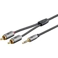 Plus Audio Adapterkabel AUX 3,5mm Klinke > Stereo-Cinch Stecker schwarz/silber, 1 Meter