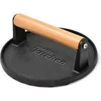 JOEJI’S KITCHEN Burgerpresse Antihaft Gusseisen für perfekte Hamburgerpresse Cool-Touch-Holzgriff, Eisen