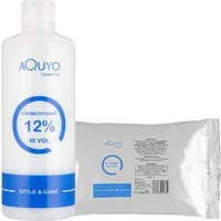 AQUYO Cosmetics Haarfarbe Blondierpulver 500g + Creme Oxydant Entwickler 12%, Set