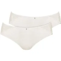 Viania Bikinislip 2er Pack Brasil Slip Leni (Packung, 2-St) zarte, filigrane Spitze & glänzende Microfaser, Spitzenband