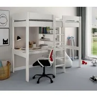 OTTO home Hochbett Stockbett, Kinderbett, "ROBIN " FSC® zertifiziertes Massivholz mit Schreibtisch und Regalen