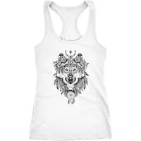 Neverless Tanktop Damen Tank-Top Wolf Zentangle Atzekenmuster Boho Bohamian Atzec