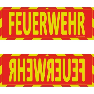 Einsatz Wendeschild | Feuerwehrstore | WSB2 für die Sonnenblende | "Feuerwehr" | Leuchtfarben | Normal- und Spiegelschrift | 300 x 100 x 3mm  "Feuerwehr"