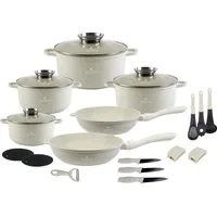 Edenberg Topf-Set Beige Töpfe im modernen Stil – Hochwertige Qualität für Ihre Küche, Aluminiumguss, Aluminium (Dieses stilvolle Kochgeschirrset ist die perfekte Wahl für den eigenen Haushalt und eignet sich ebenso hervorragend als Geschenk für jede 