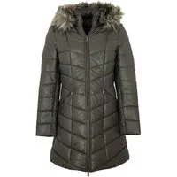 Jilani Lederjacke Ranja Jilani - Damen Ledermantel Steppmantel Kapuze Lammnappa grau