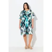 Ulla Popken Jerseykleid Kleid A-Linie Tunika-Ausschnitt Halbarm