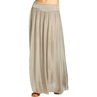Caspar Faltenrock RO025 eleganter leichter Damen Sommer Rock mit Seidenanteil mit figurfreundlichem Stretch Bund - Made in Italy