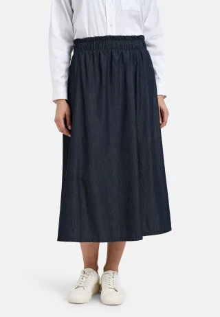 Milano Italy - wide skirt w elastic waist and dividing seams dark denim - Gr. - 38